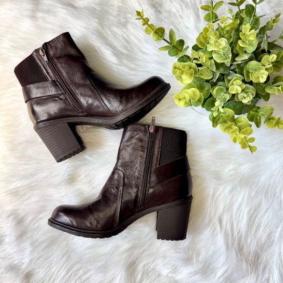 Nicole Reiny Dark Dune Leather Ankle Bootie with Block Heel Size 7.5 - Picture 5 of 12